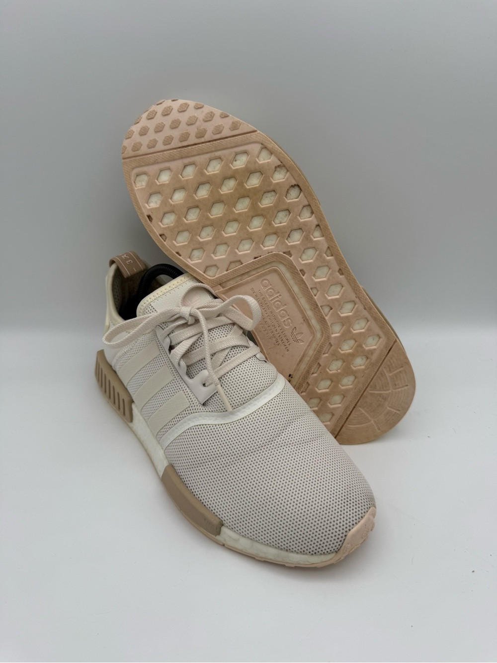 Women's Adidas NMD_R1 Chalk White Beige Athletic Running Casual Shoe Size 10.5